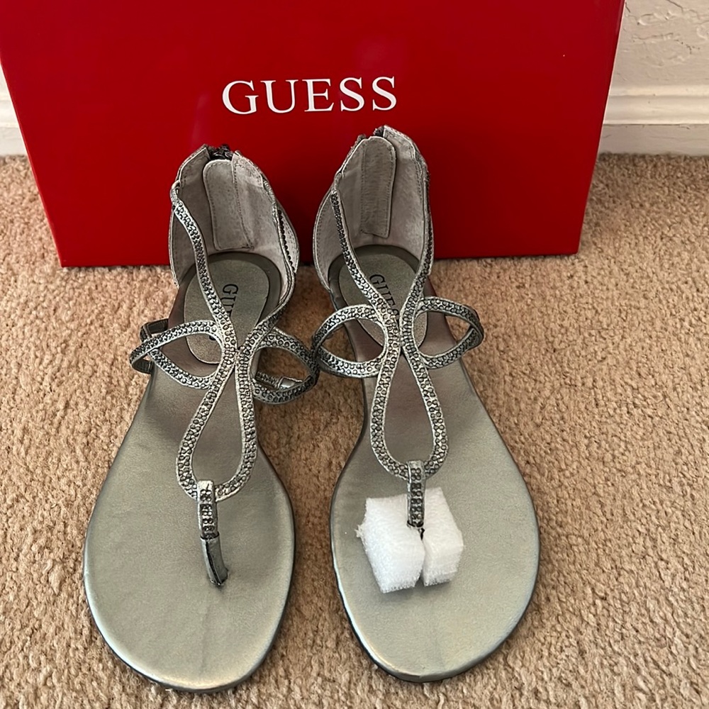 Guess Leith T-strap Sandal with sparkly diamond design